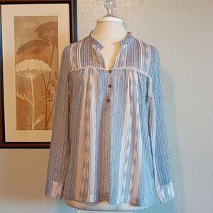 Dolan T Shirt Anthropology Popover Blouse 1/3 button down Size Small USA Made
